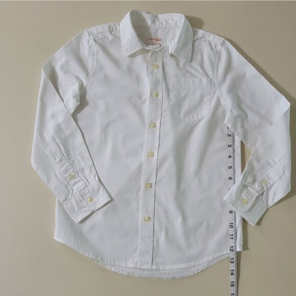Cat & Jack™ Boy's White Long Sleeve Button-Down Shirt - Picture 8 of 13